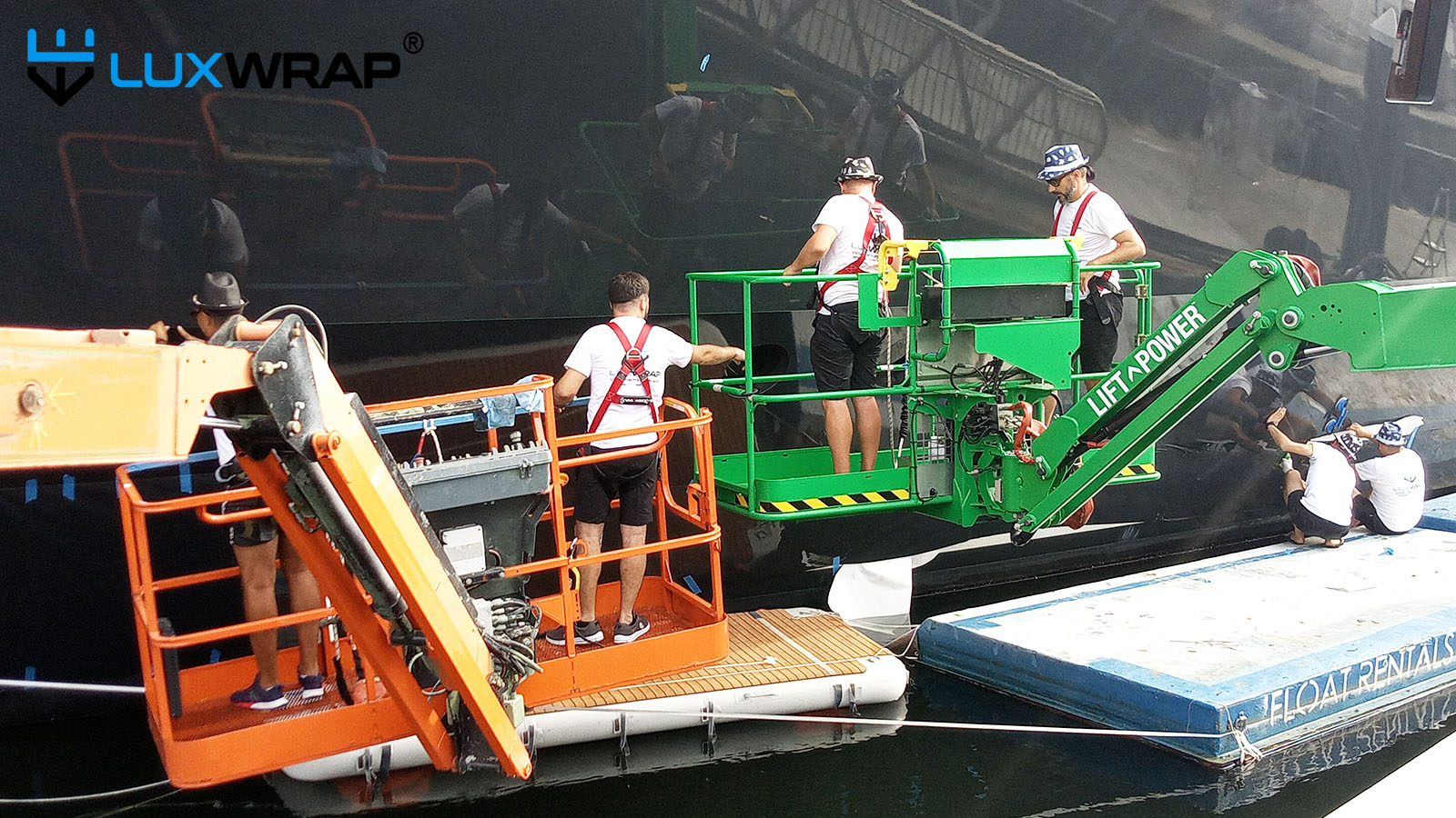 Scaffolding and access for yacht wrapping