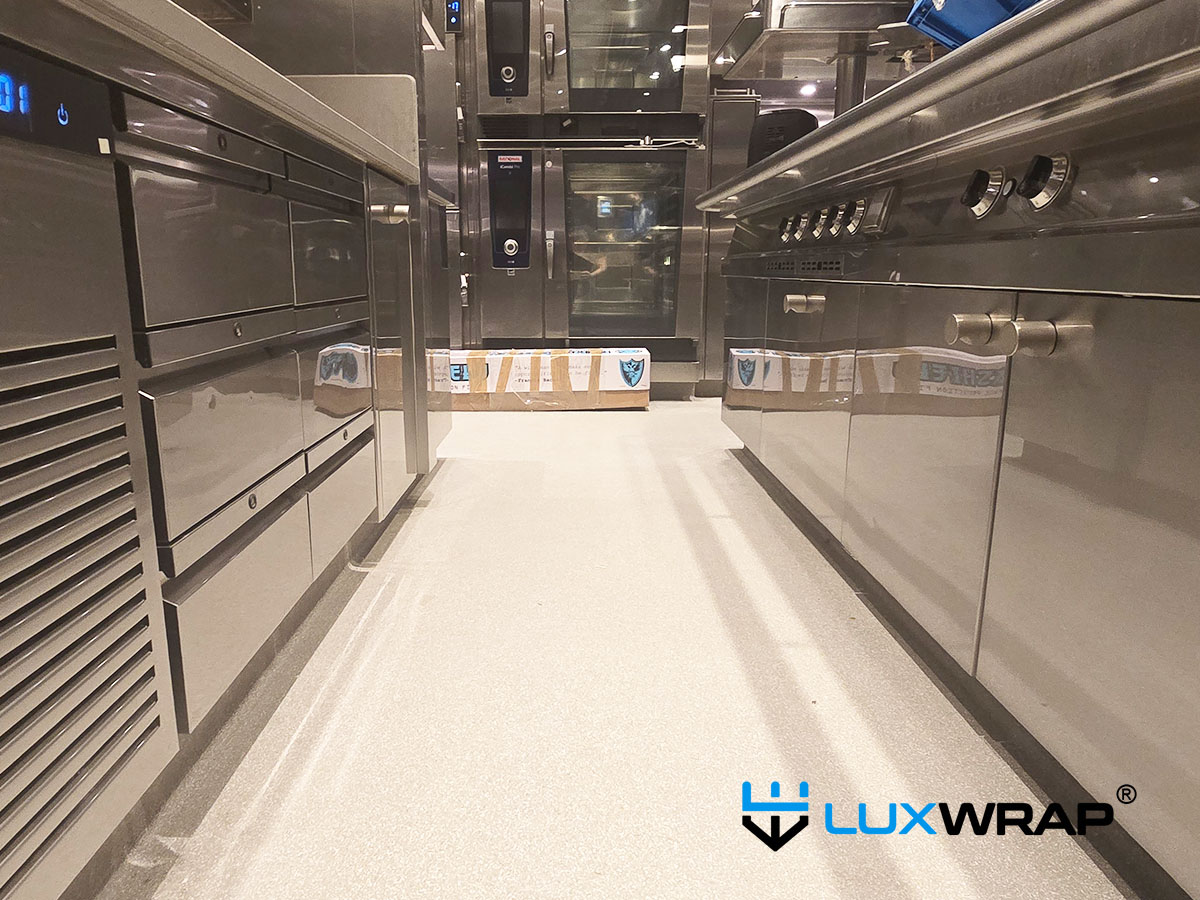 Gloss PPF applied to superyacht galley doors.